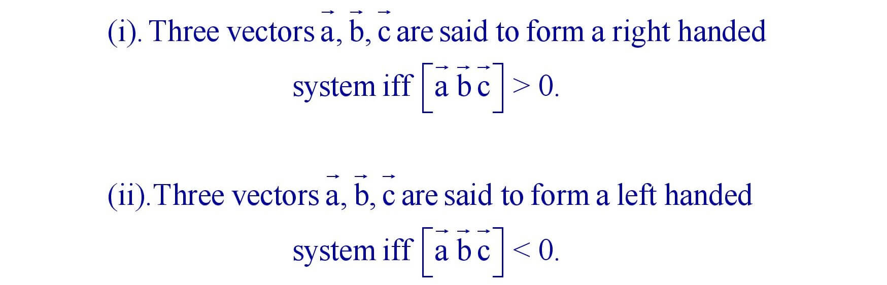 Right - Hand and Left - Handed system of three vectors