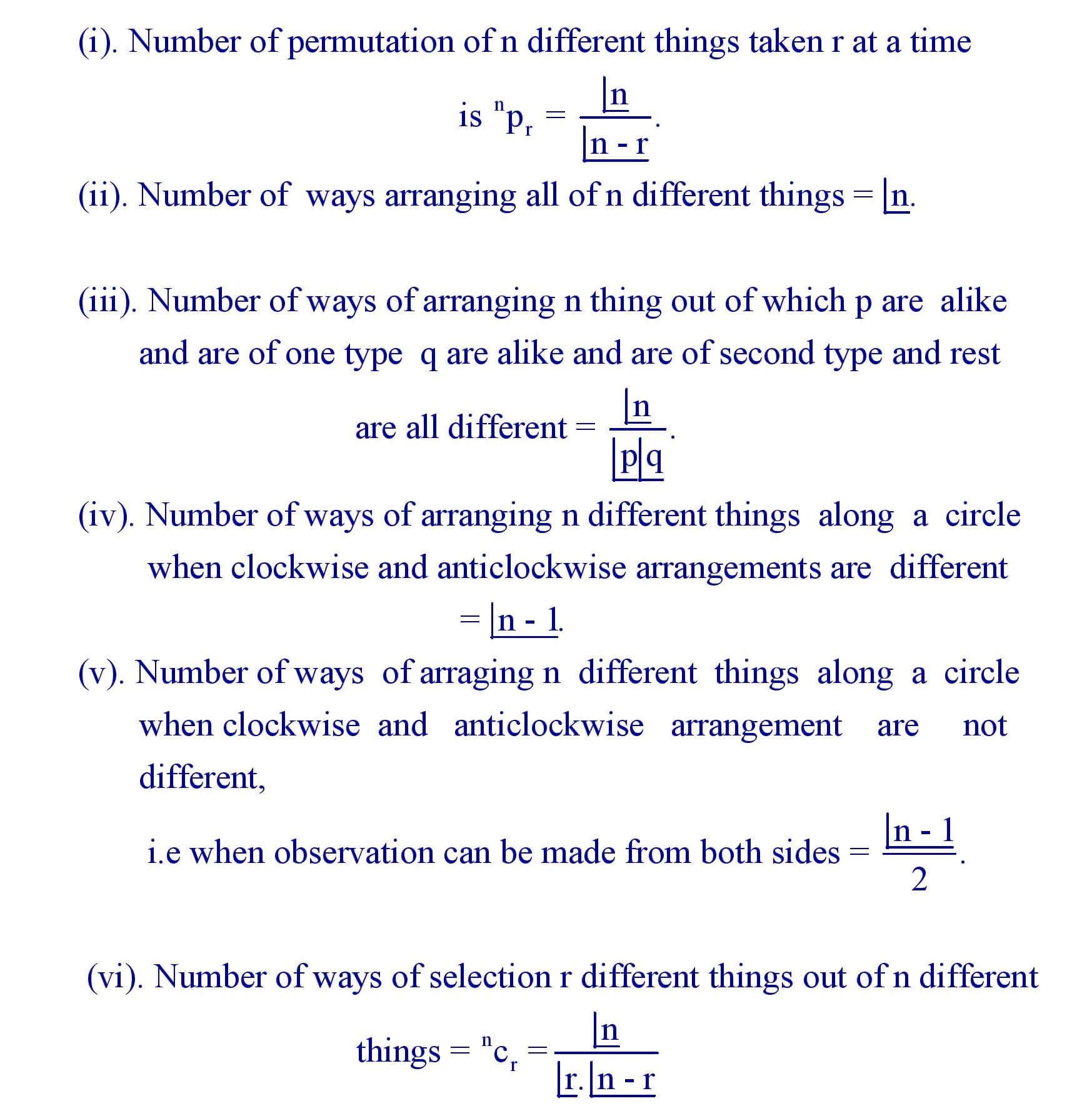 Permutations and Combination Rules