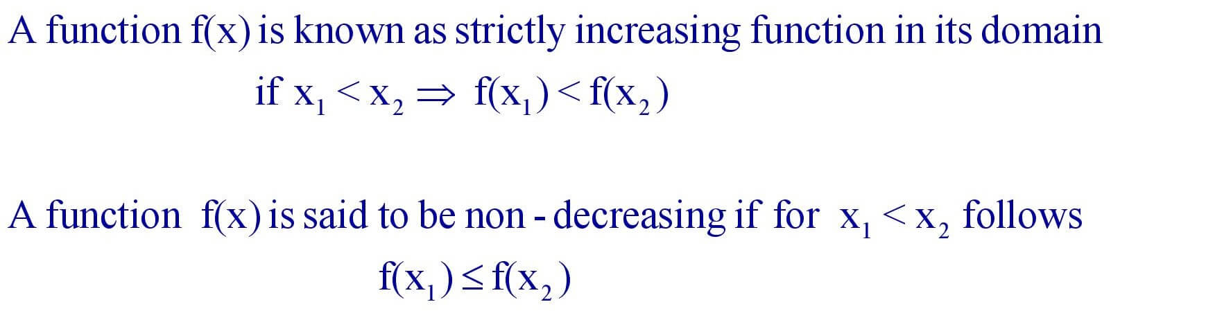 Strictly increasing function