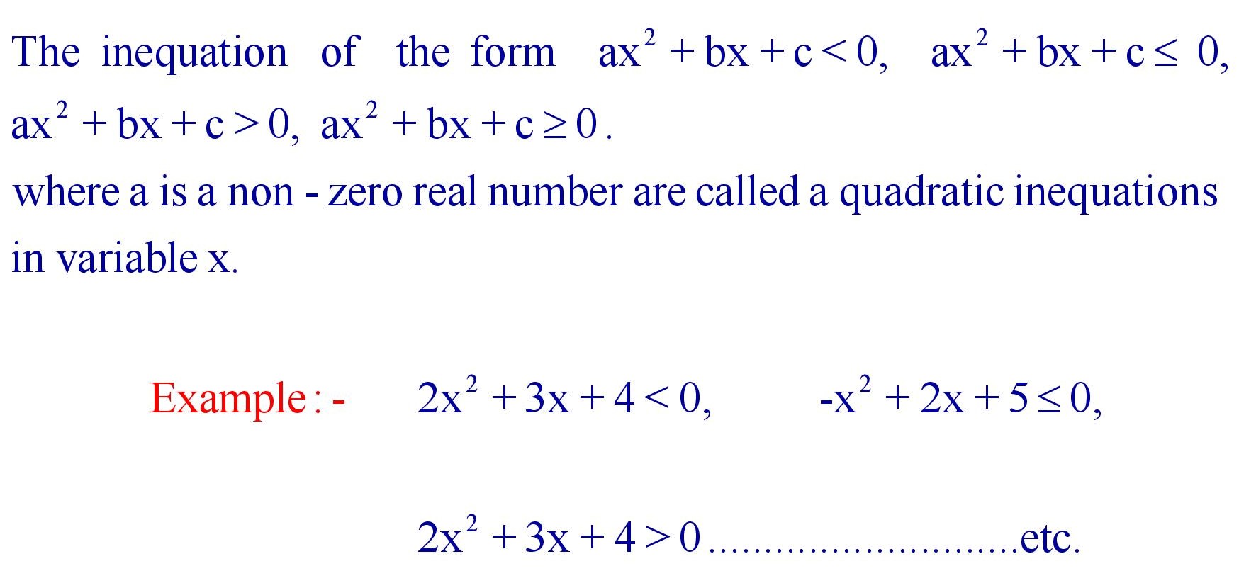 Quadratic Inequations