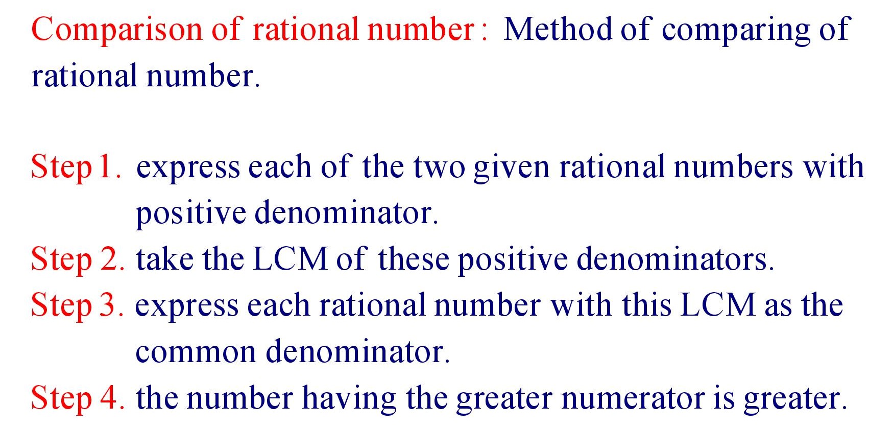 Comparison of Rational Number