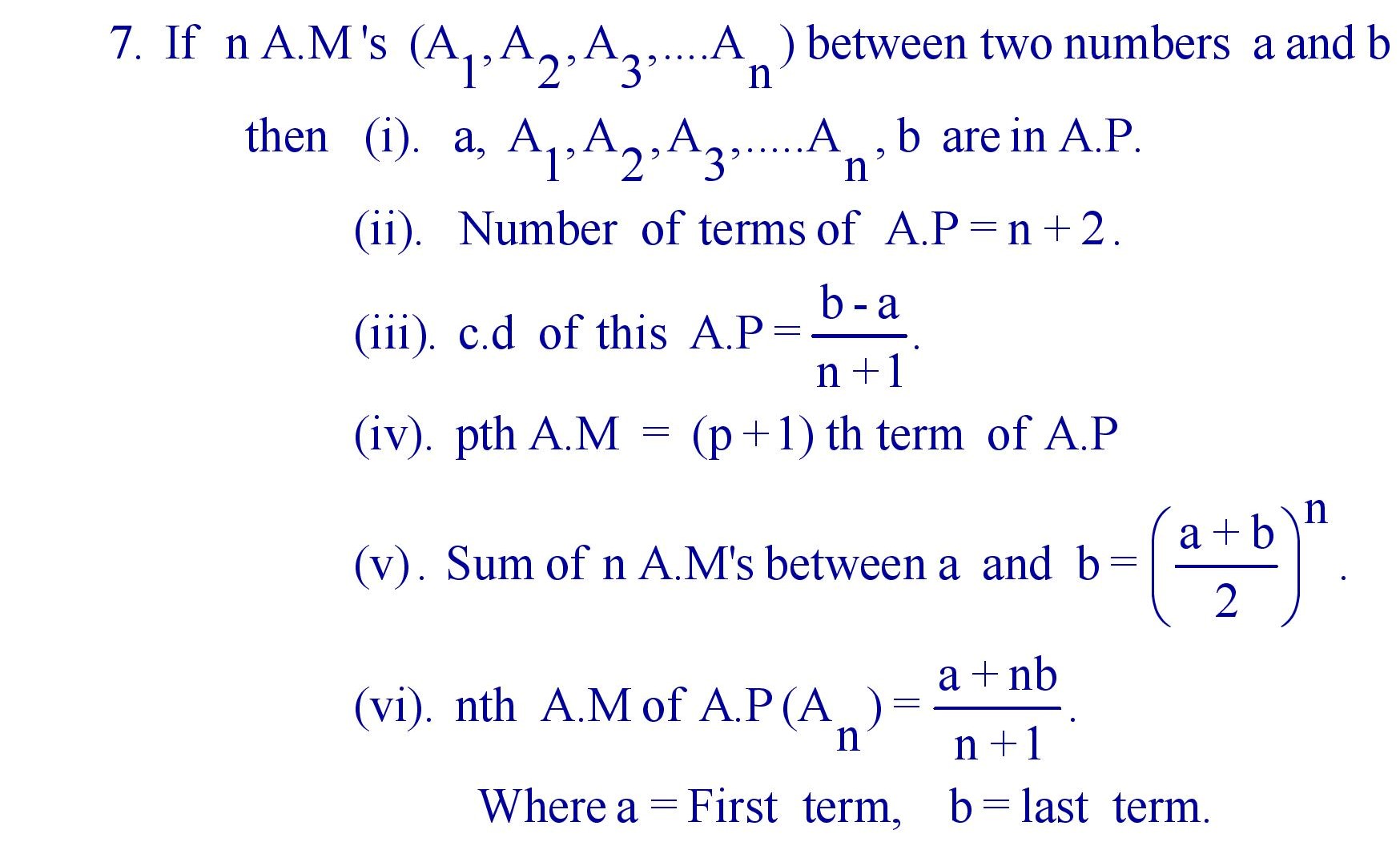 n  A.M between given two numbers a and b