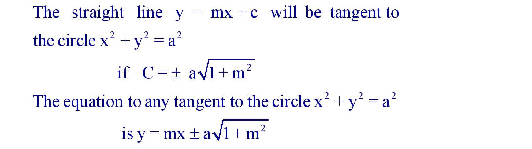Condition of Tangency