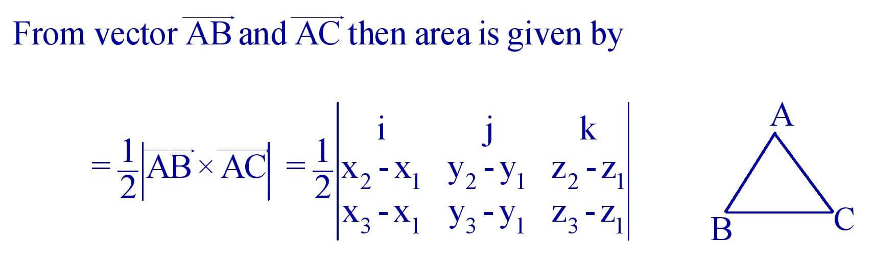 Area of a triangle in vector form