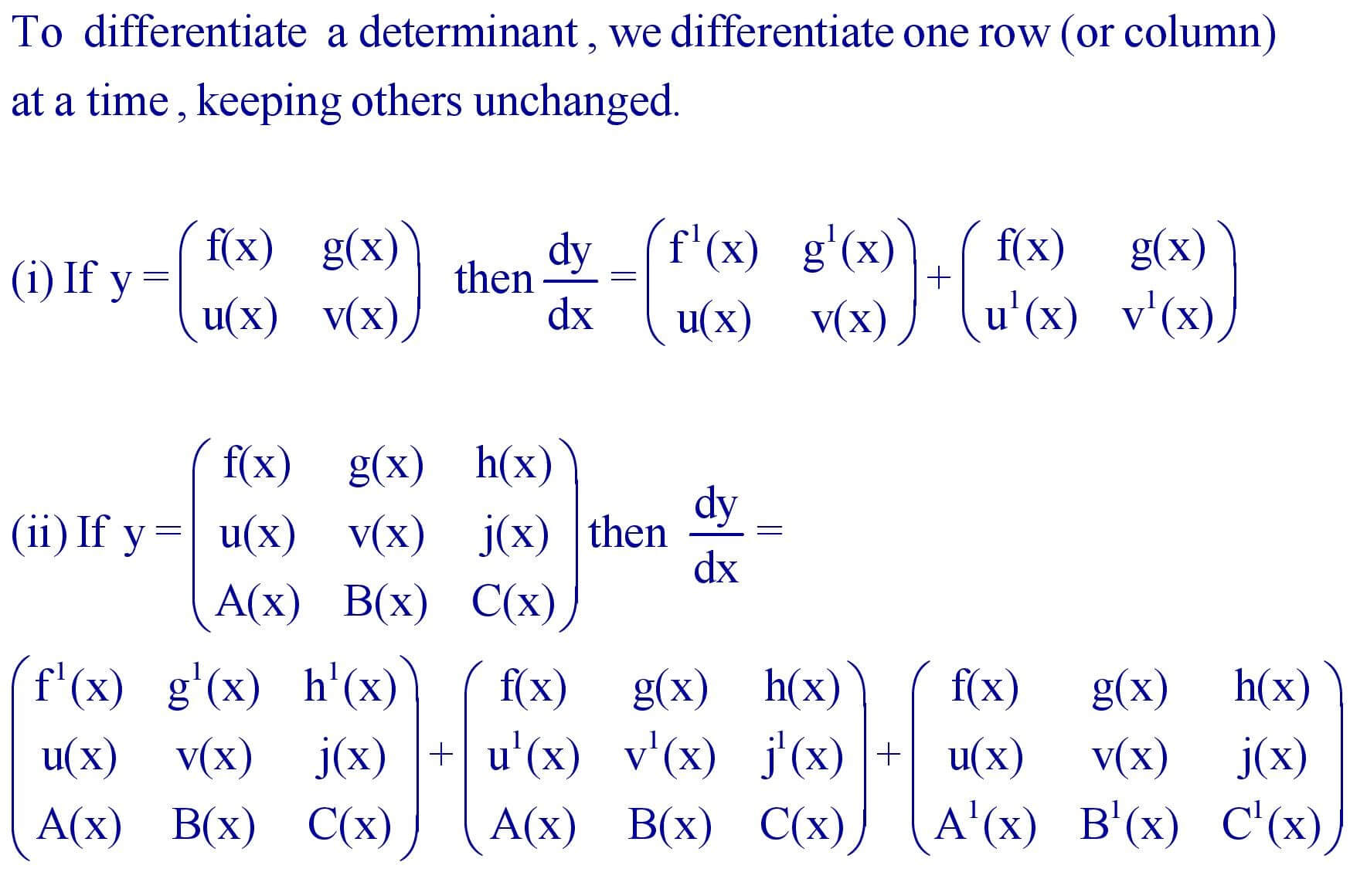 Differentiation of Determinants