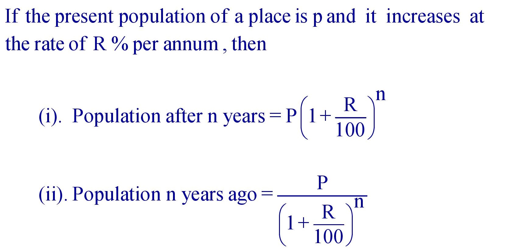 If the present population of a place is p and it increases at the rate of R % per annum , then 