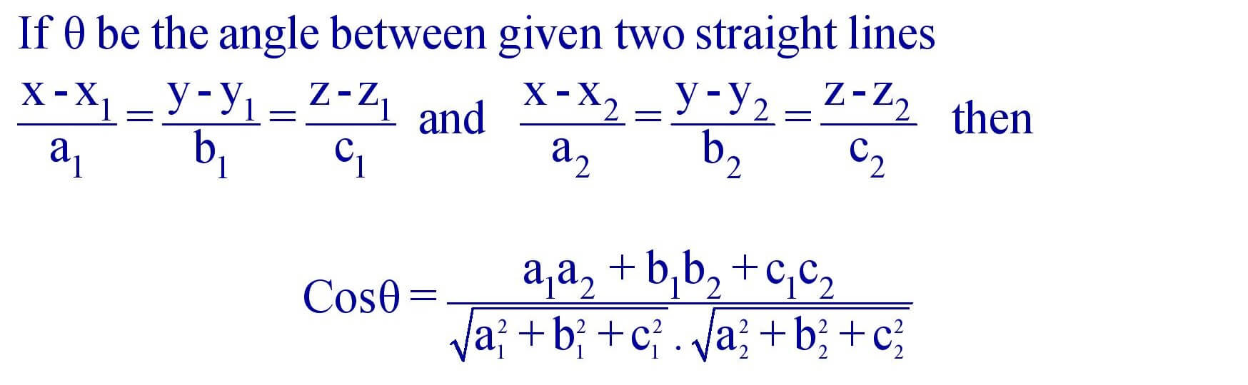 Angle between two lines Cartesian Form