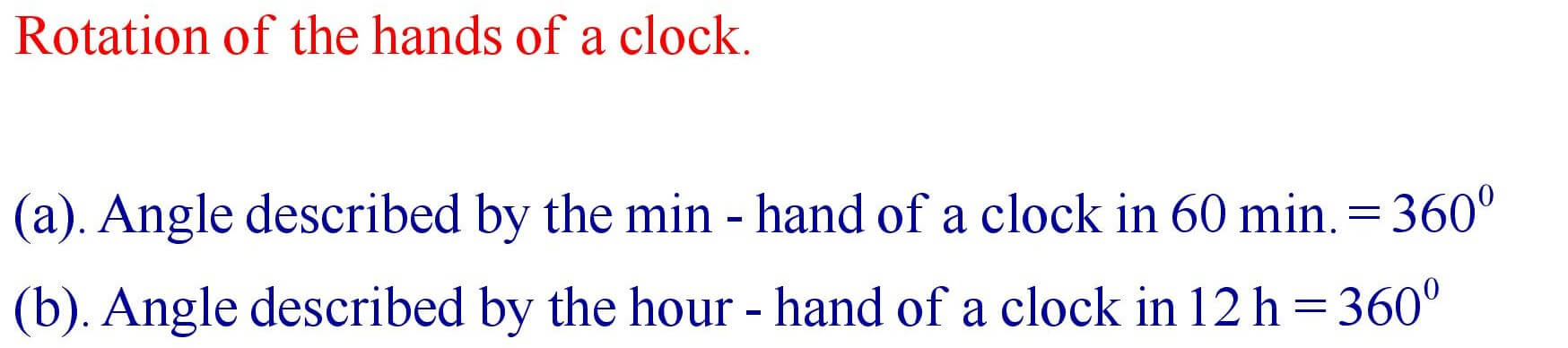 Rotation of the hands of a clock formula