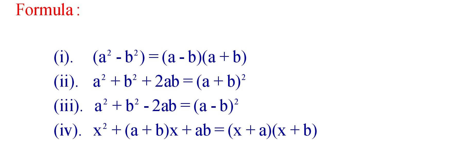 Formula of Polynomials