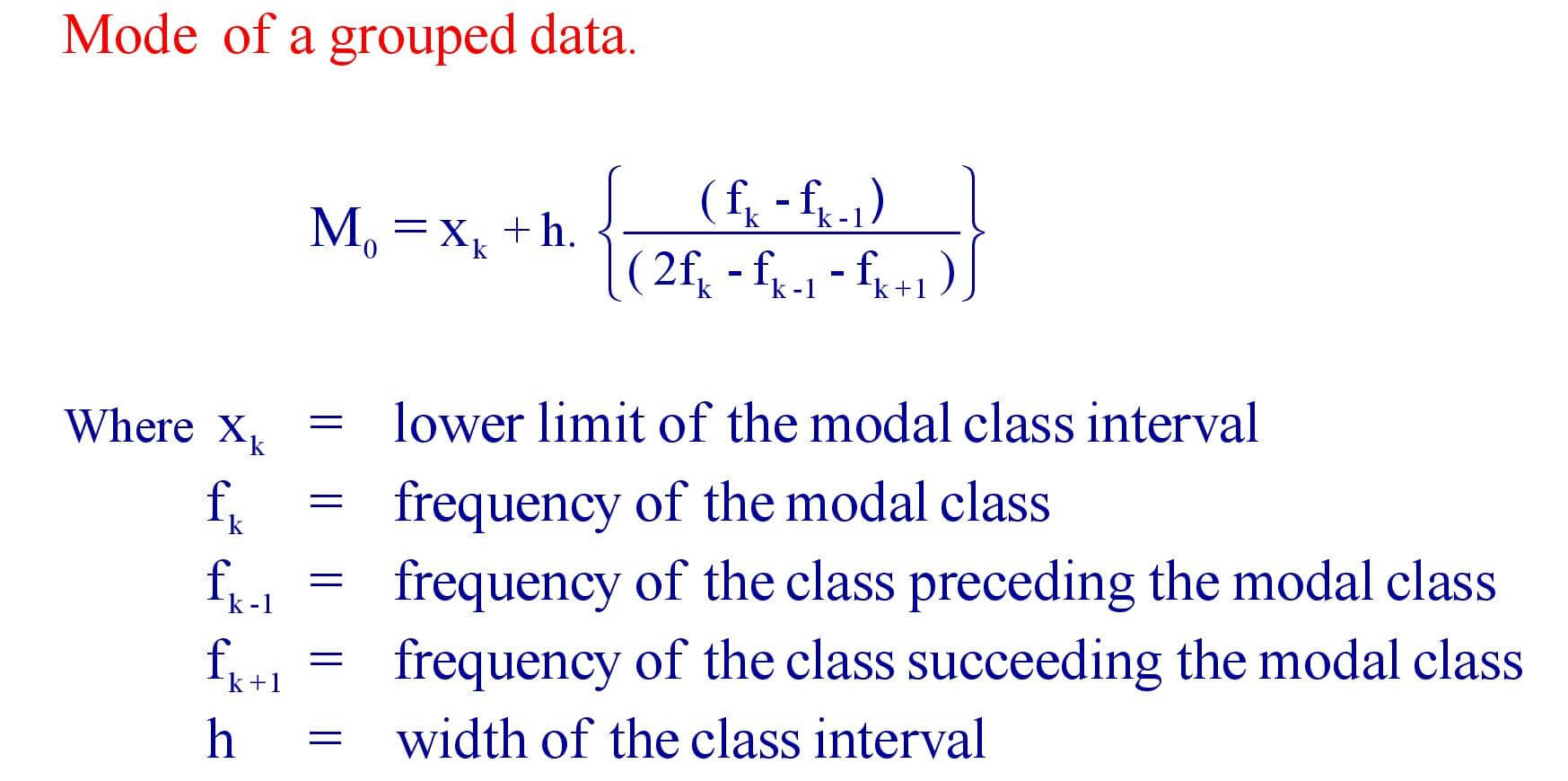 Mode of a grouped data formula