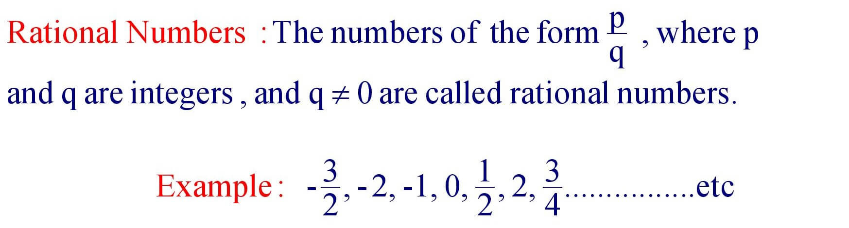 Rational Numbers Definition