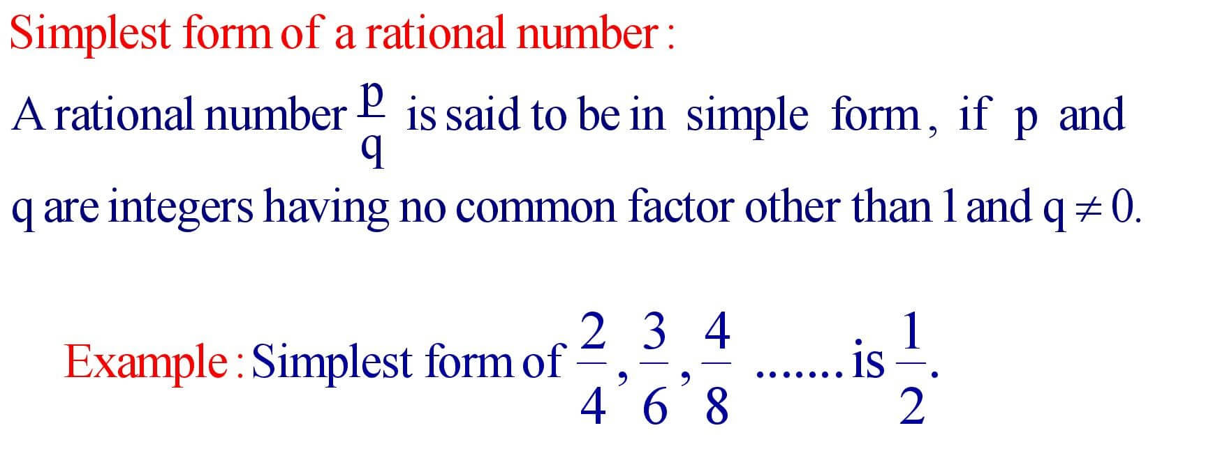 Simplest form of a rational number