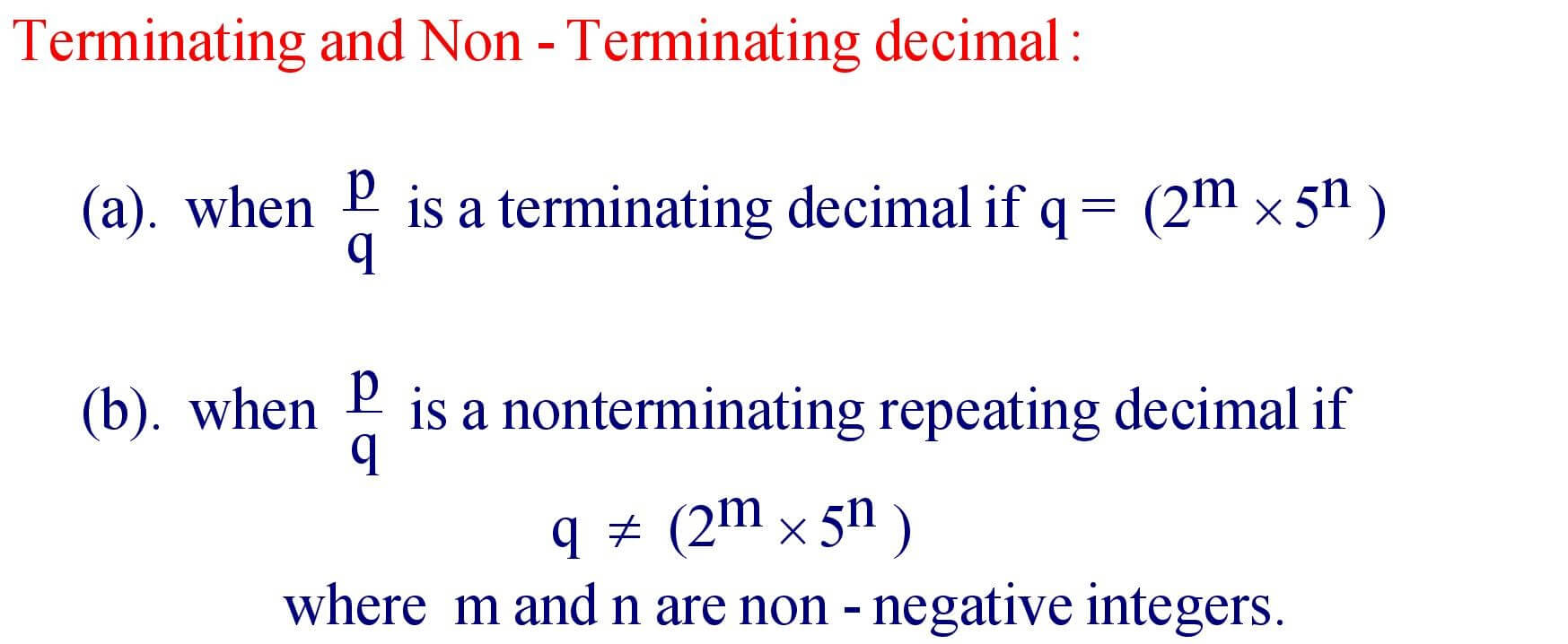 Terminating and Non-Terminating decimal Condition