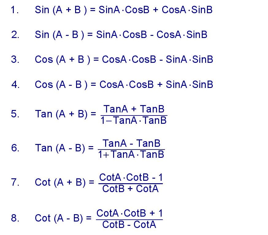 Compound Angle Formula Formula In Maths