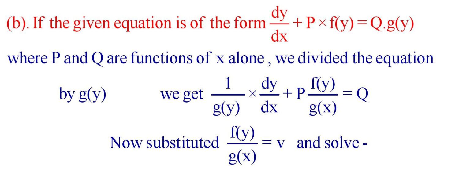 Differential Equations Formula For 12th Class » Formula In Maths
